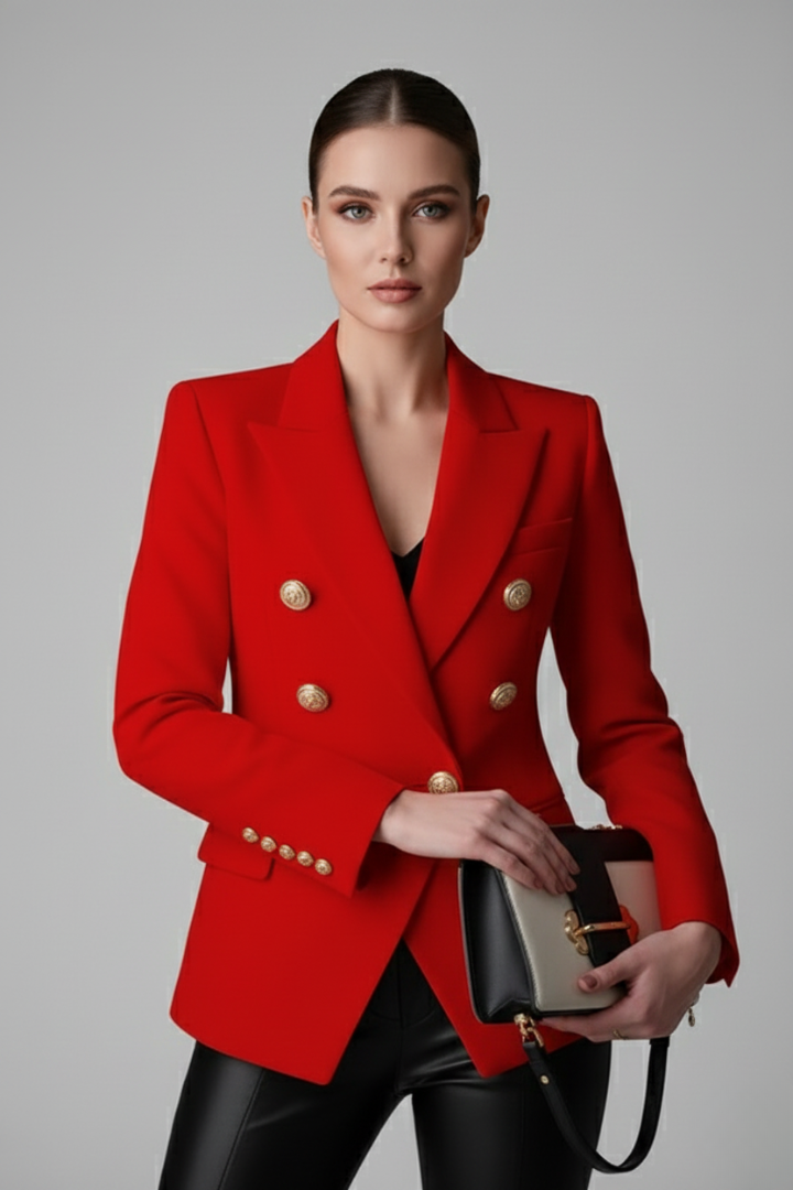 Women's Double Breasted Blazer with Gold Buttons