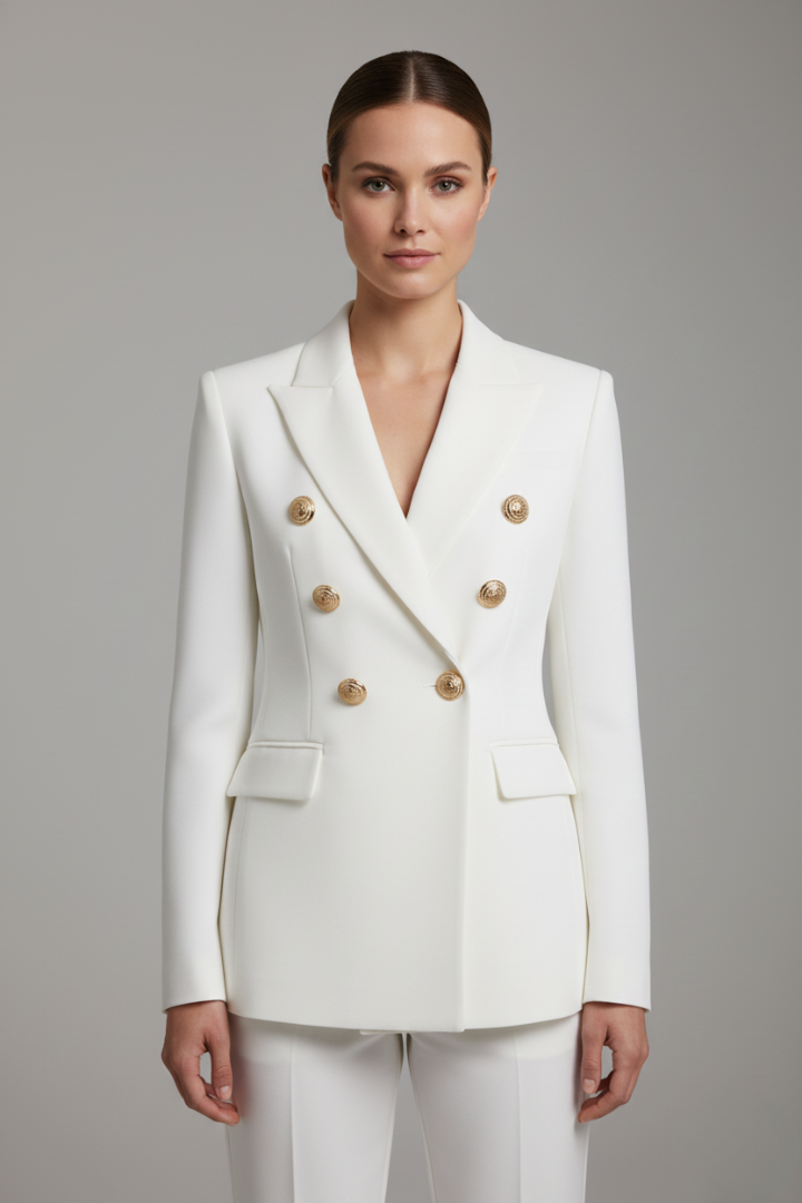 Women's Double Breasted Blazer with Gold Buttons