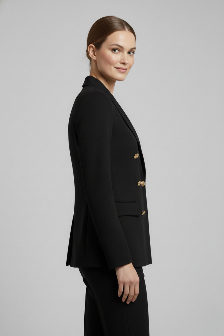 Women's Double Breasted Blazer with Gold Buttons