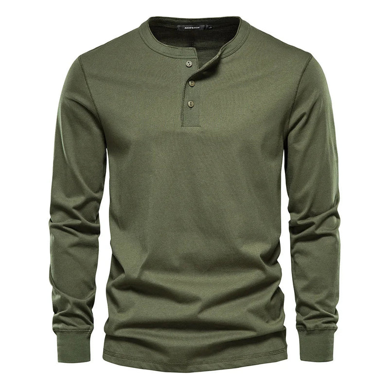 The Venice Men's Casual Button Neck Cotton Tee