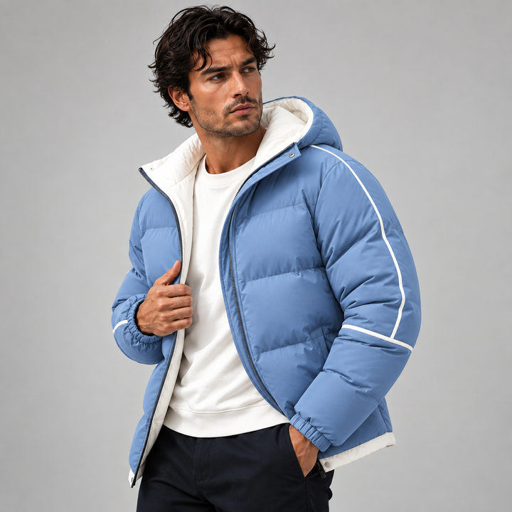 Men's Waterproof Puffer Jacket - Luxury Hooded Winter Coat