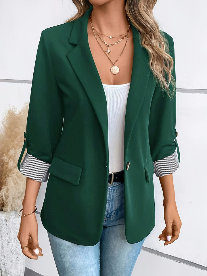Women's Casual Plaid Single Button Blazer