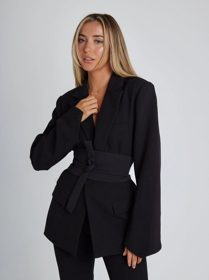 Women's Belted Blazer with Tie Waist