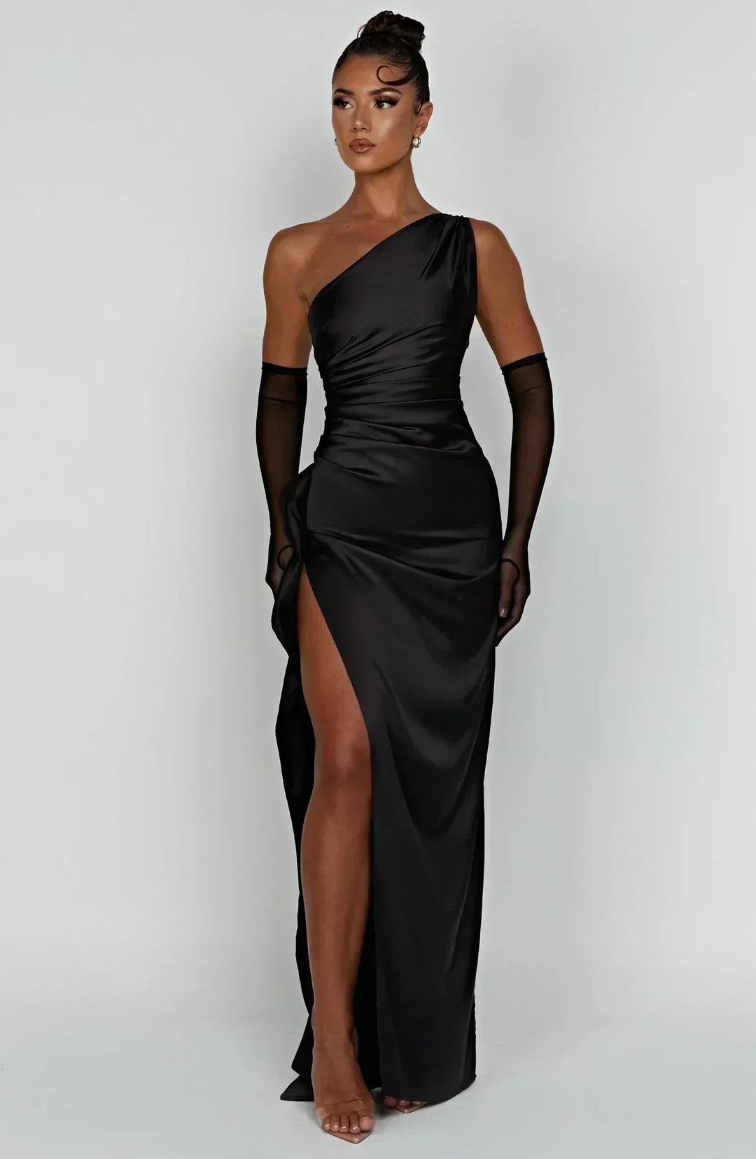 Women's One Shoulder Satin Evening Dress