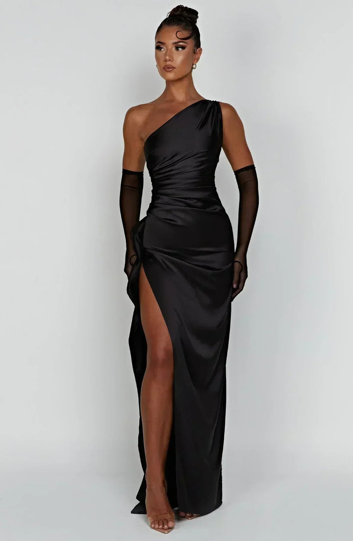 Women's One Shoulder Satin Evening Dress
