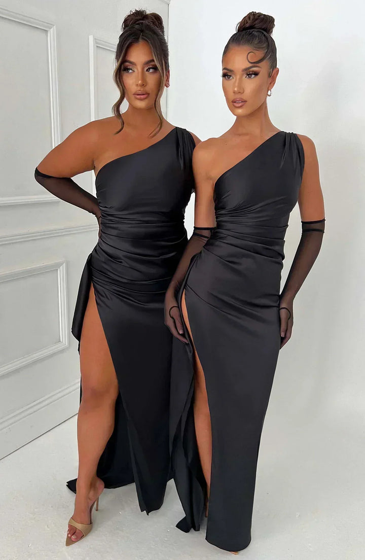 Women's One Shoulder Satin Evening Dress
