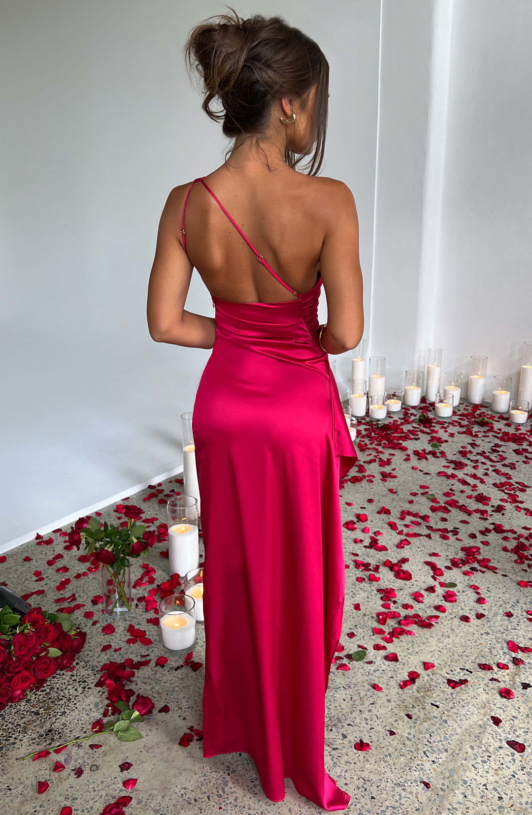 Women's One Shoulder Satin Evening Dress