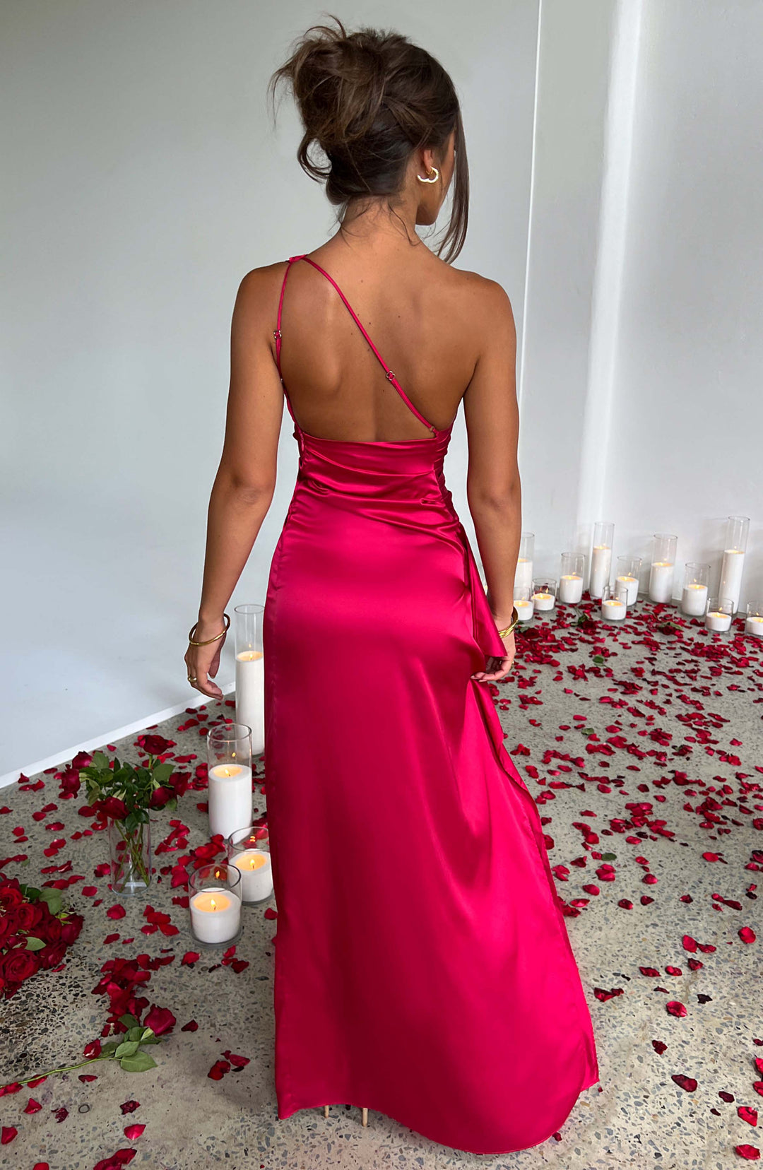 Women's One Shoulder Satin Evening Dress