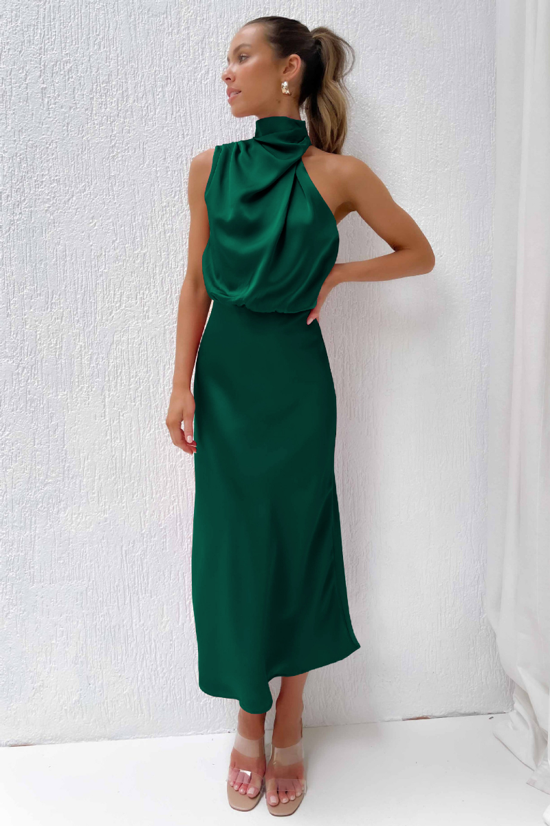 Women's Maxi Dress with Asymmetric Neckline