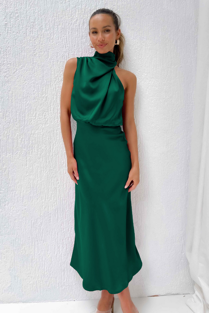 Women's Maxi Dress with Asymmetric Neckline