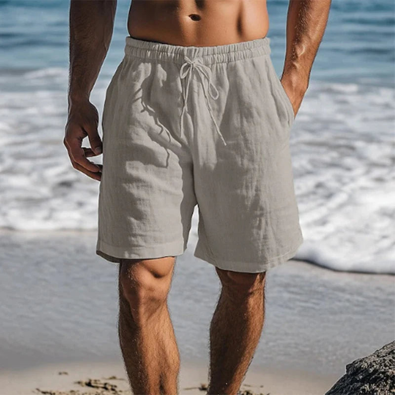 Men Cotton Summer Look Lightweight Linen Shorts-The British Gentlemen