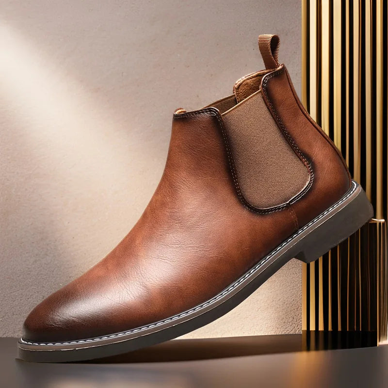 The Lothian Men's Classic Leather Slip On Chelsea Boots