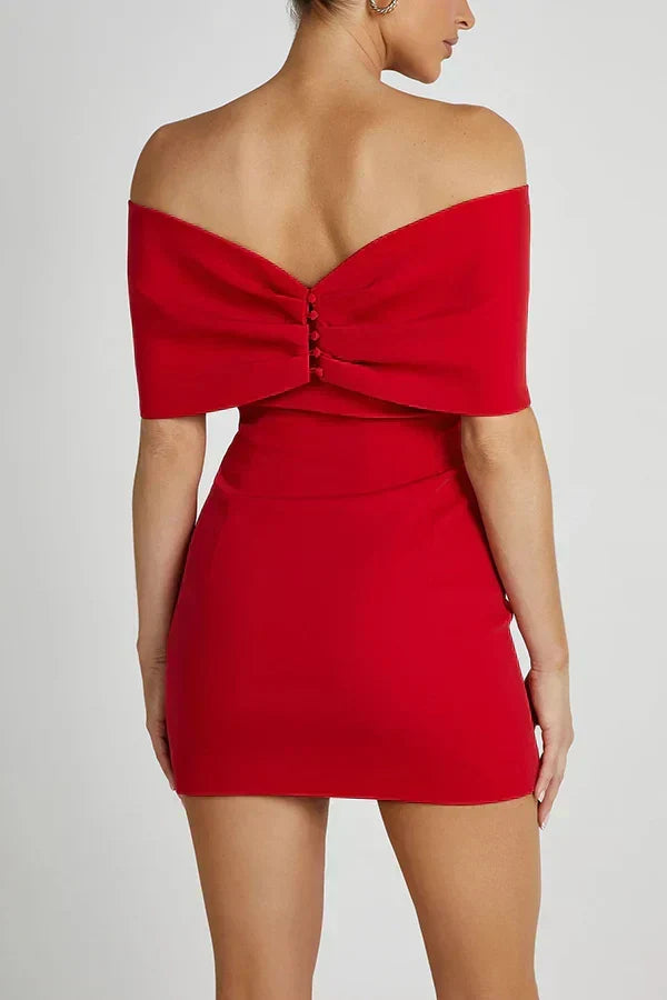 Women's Off Shoulder Mini Dress with Bow