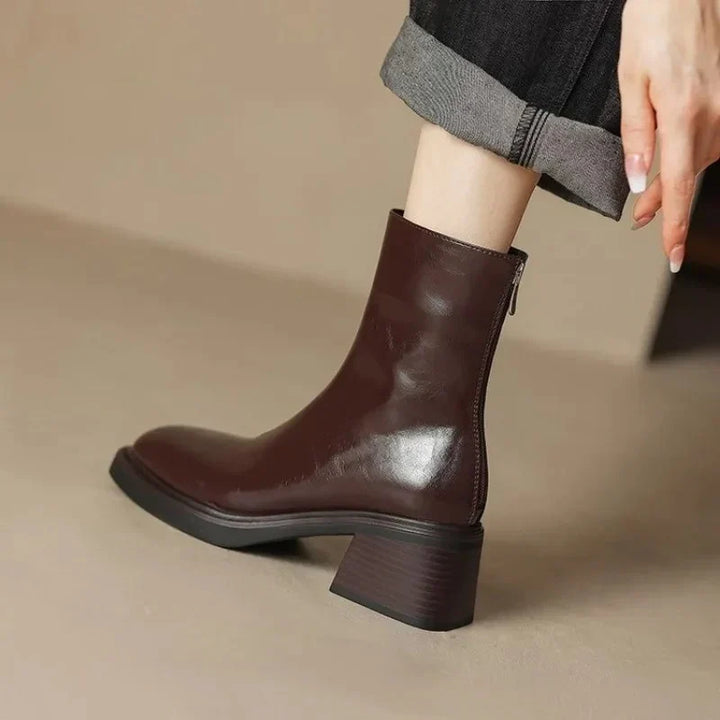 Square Toe Block Heel Ankle Boots for Women