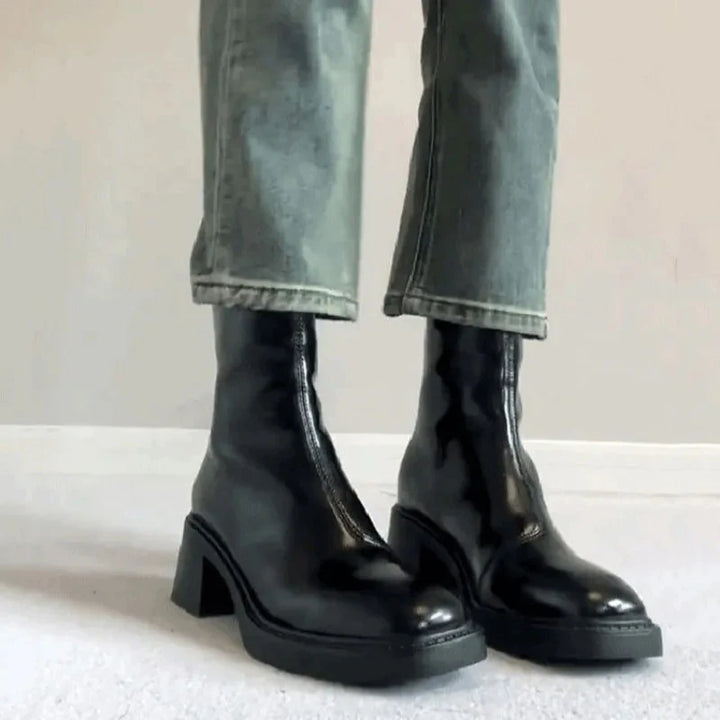 Square Toe Block Heel Ankle Boots for Women