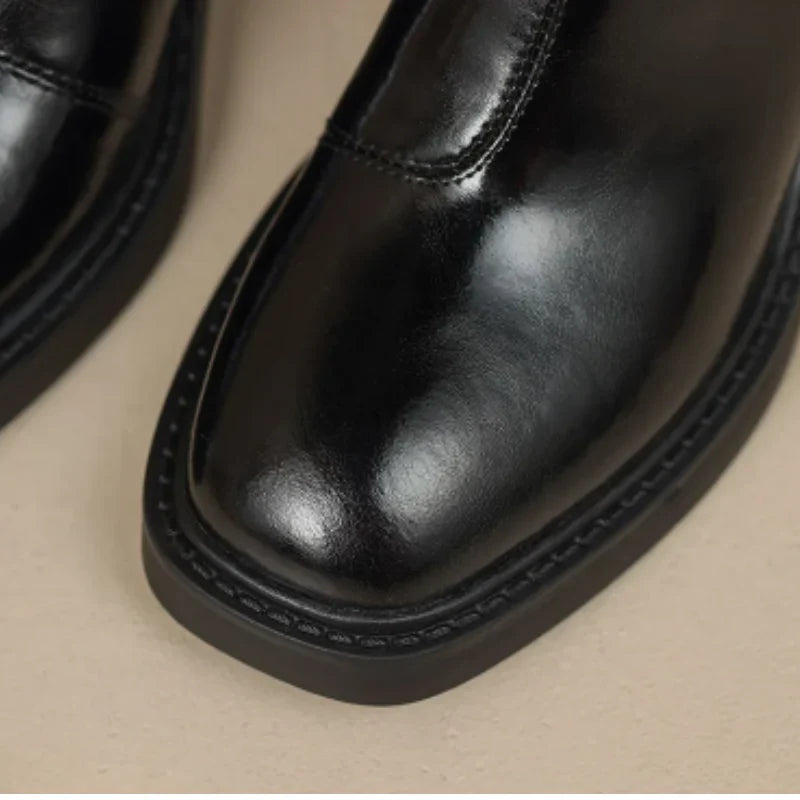 Square Toe Block Heel Ankle Boots for Women
