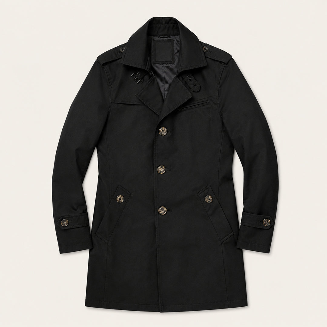 The Riomaggiore Men's Slim Notched Collar Single Breasted Trench Coat