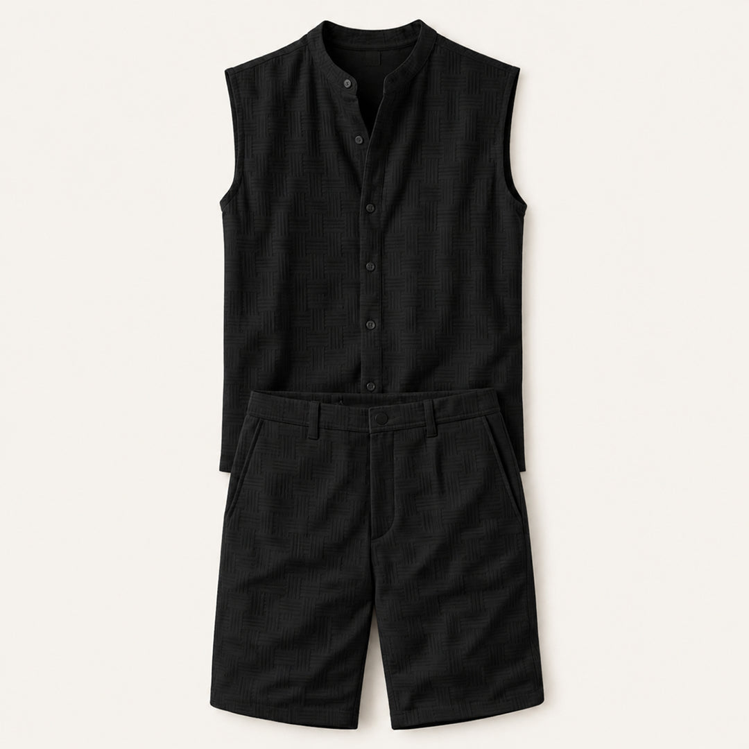 The Ironbridge Men’s Summer Sleeveless Button Up Shirt & Shorts Set