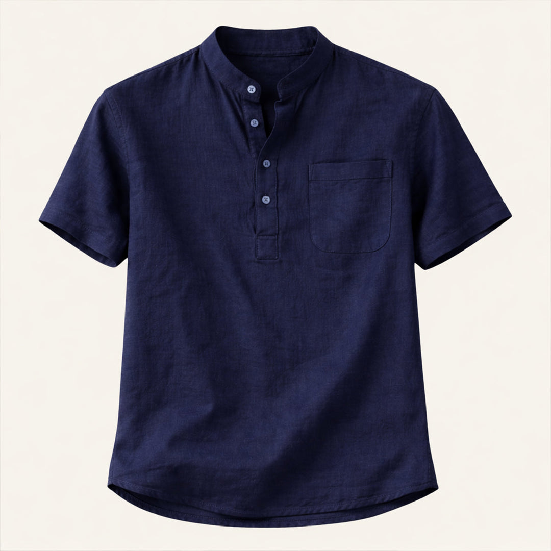 The Ashbrook Ridge Men’s Soft Cotton Linen Henley Shirt