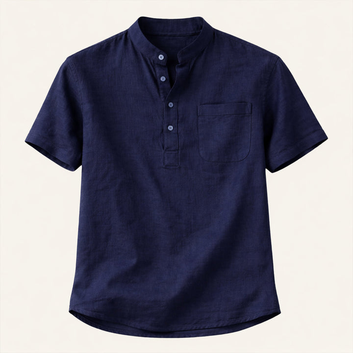 The Ashbrook Ridge Men’s Soft Cotton Linen Henley Shirt