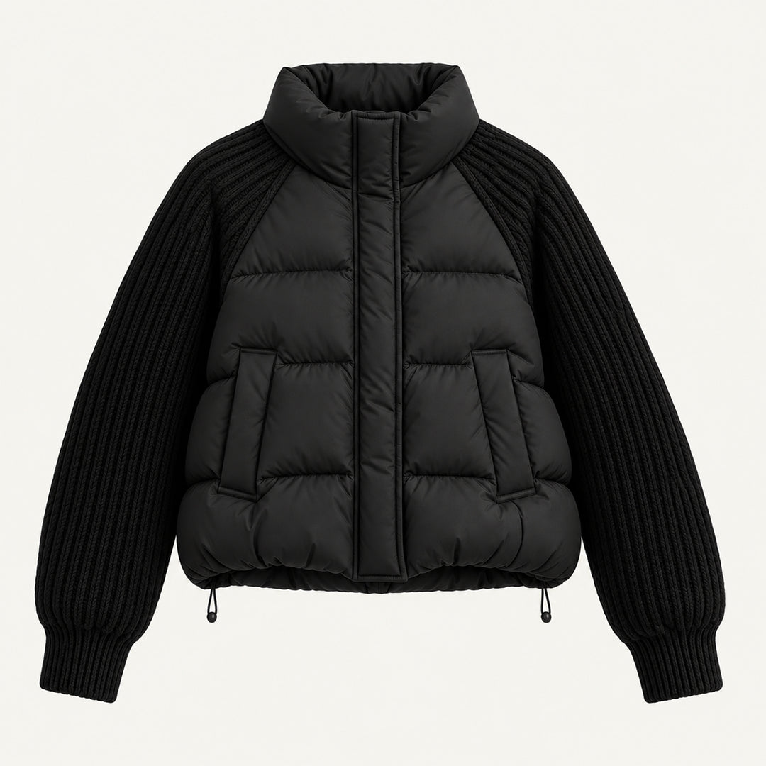 Women's Cable Knit Sleeve Puffer Jacket