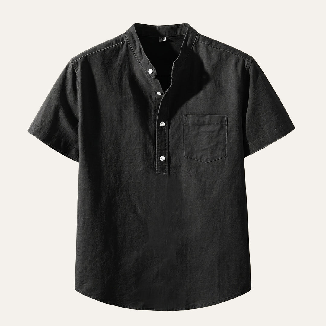 The Assisi Men’s Cotton Stand Collar Henley Shirt