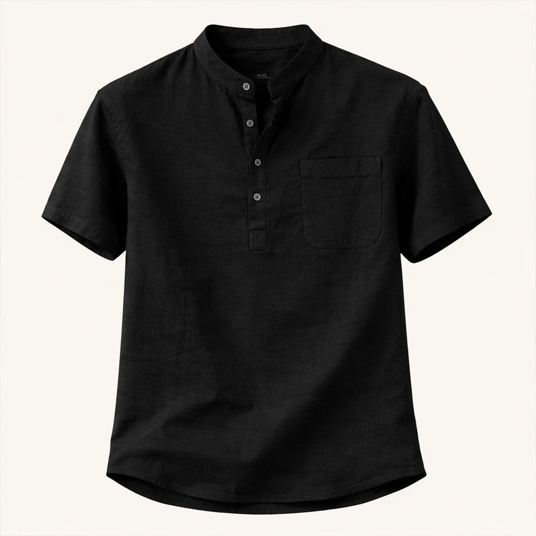 The Hillgate Men’s Casual Cotton Linen Henley Shirt