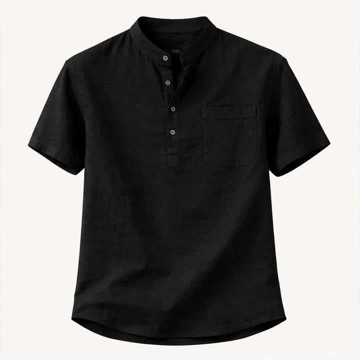 The Hillgate Men’s Casual Cotton Linen Henley Shirt