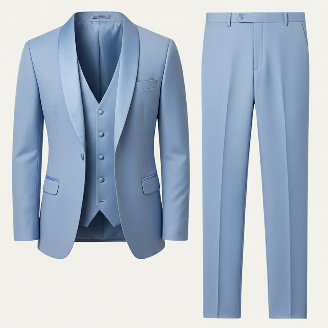 The Trebbiano Men’s 3 Piece Suit – Elegant Slim Fit Formal Tuxedo Set