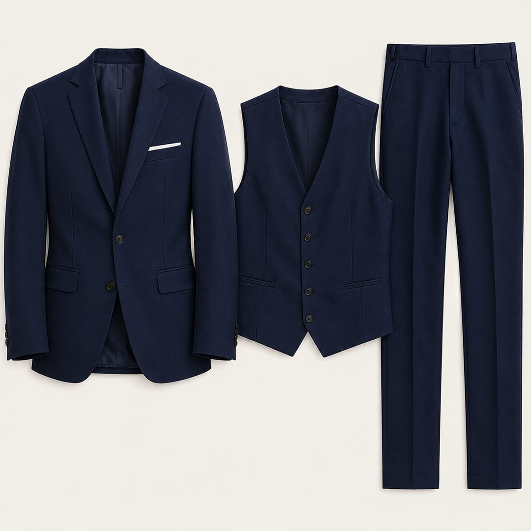 The Barbaresco Men’s Elegant 3 Piece Suit Set – Blazer Vest and Pants Formal Suit