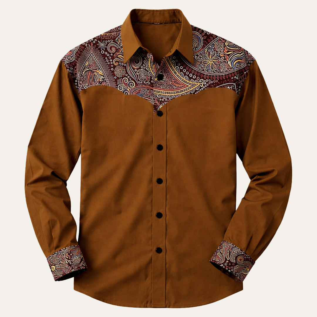 The Briarstone Park Men’s Two Tone Patchwork Western Lightweight Denim Shirt