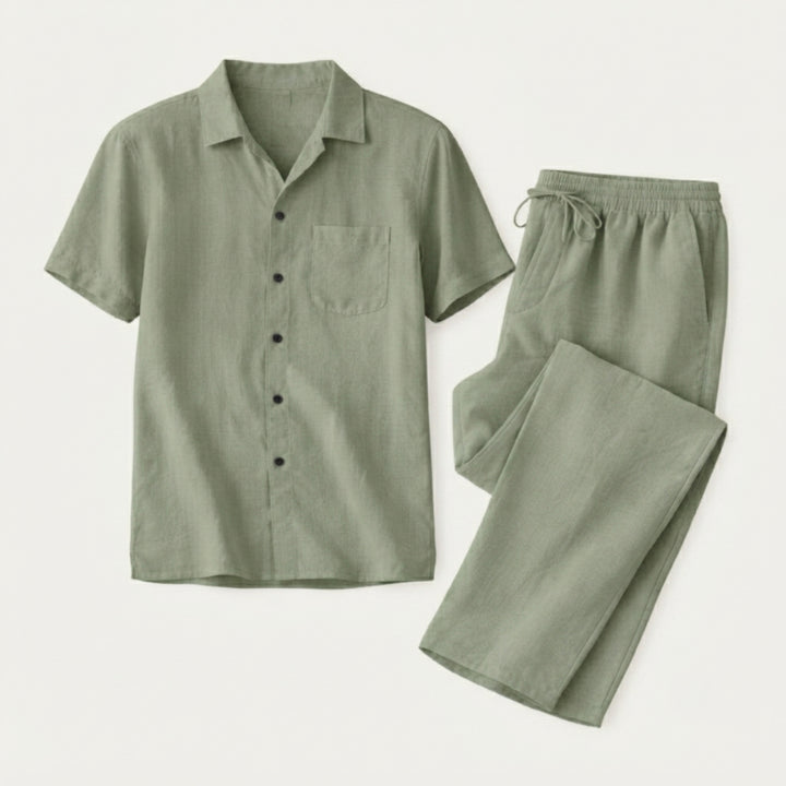 The Brookcrest Ridge Men’s Cotton Casual Summer Set – Shirt & Pants