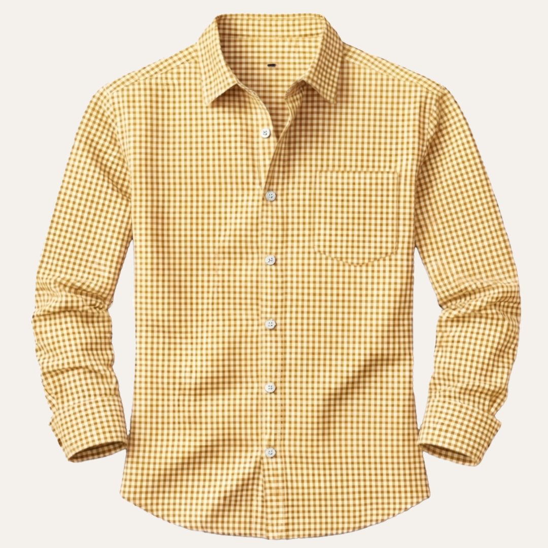 The Varenna Men’s Casual Button Down Checkered Dress Shirt