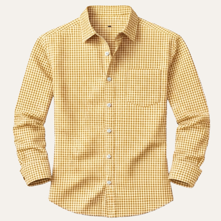 The Varenna Men’s Casual Button Down Checkered Dress Shirt