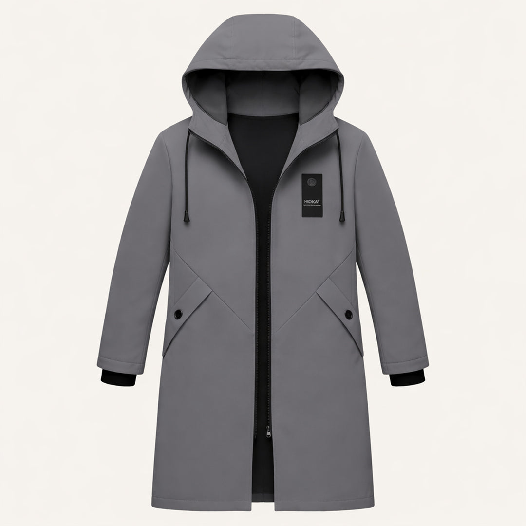 The Crestfall Waterproof Long Rain Jacket – Windproof Hooded Casual Coat