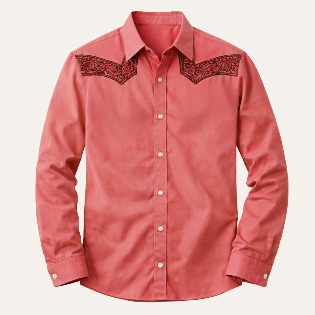 The Brookcrest Men’s Two Tone Patchwork Western Retro Denim Shirt