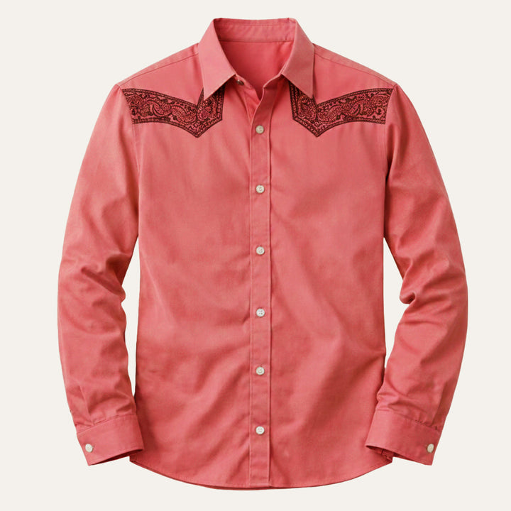 The Brookcrest Men’s Two Tone Patchwork Western Retro Denim Shirt