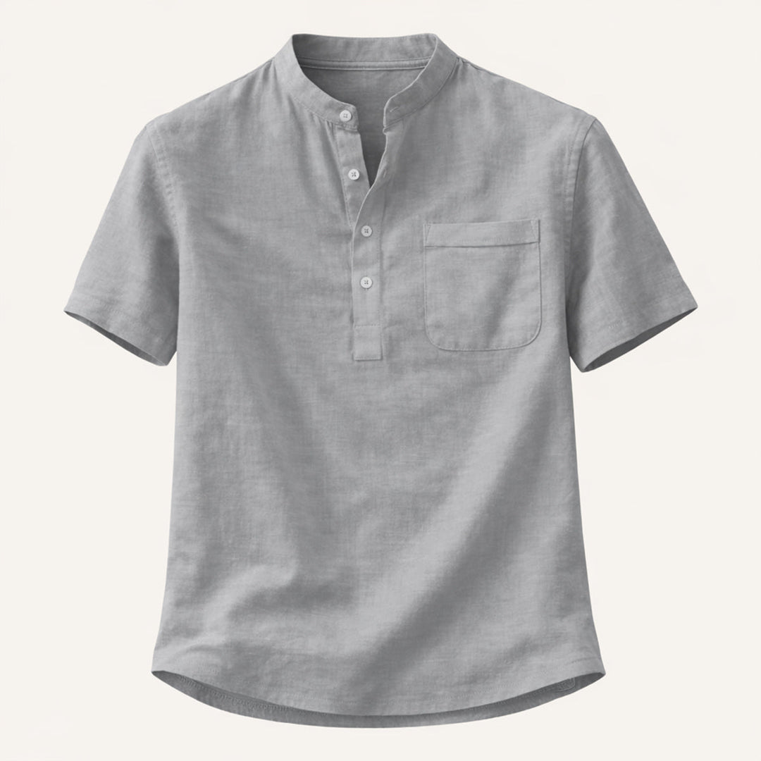 The Hillgate Men’s Casual Cotton Linen Henley Shirt