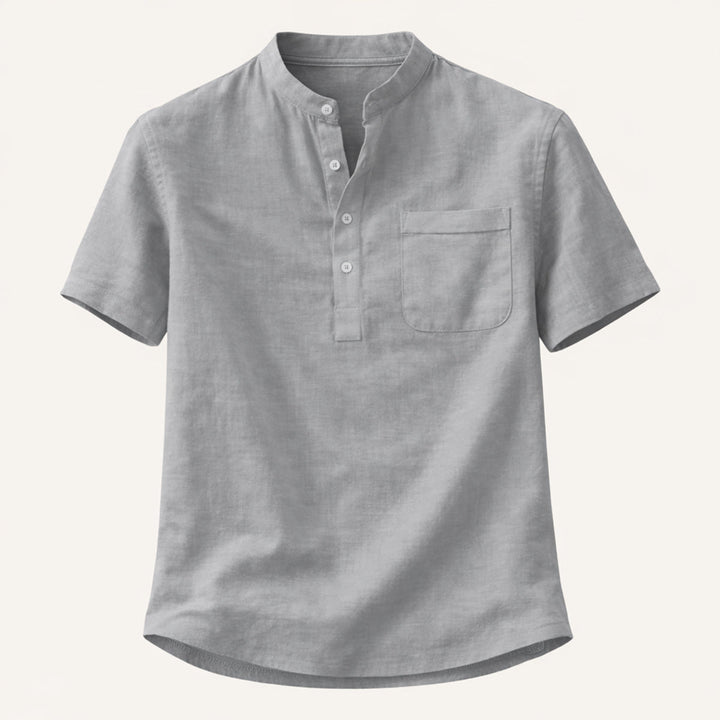 The Hillgate Men’s Casual Cotton Linen Henley Shirt