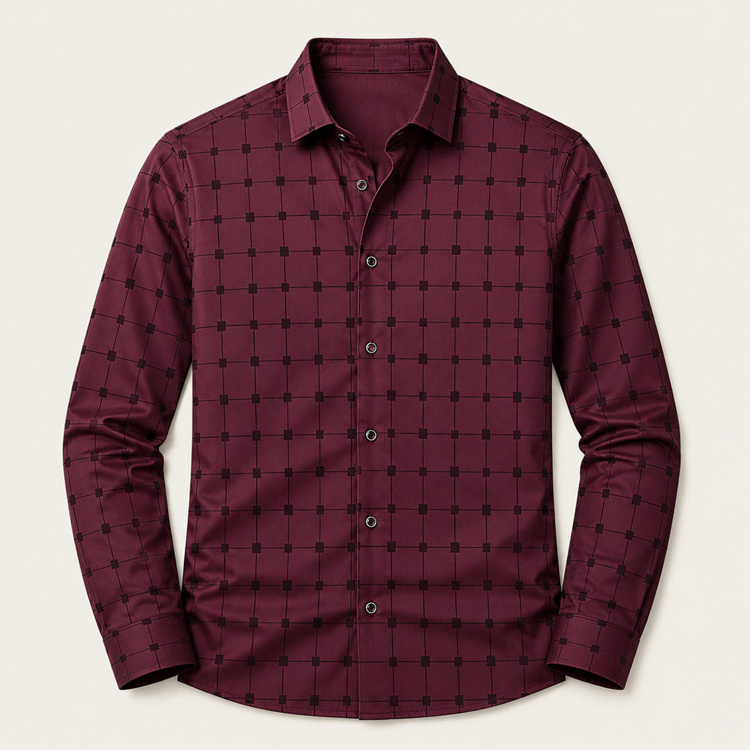 The Caserta Men’s Slim Fit Check Print Dress Shirt