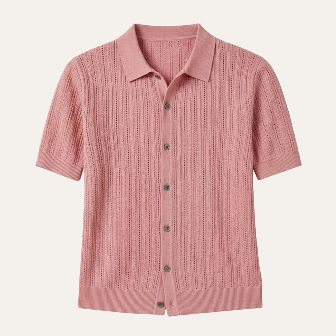 The Trapani Men’s Casual Knit Button Down Polo Shirt