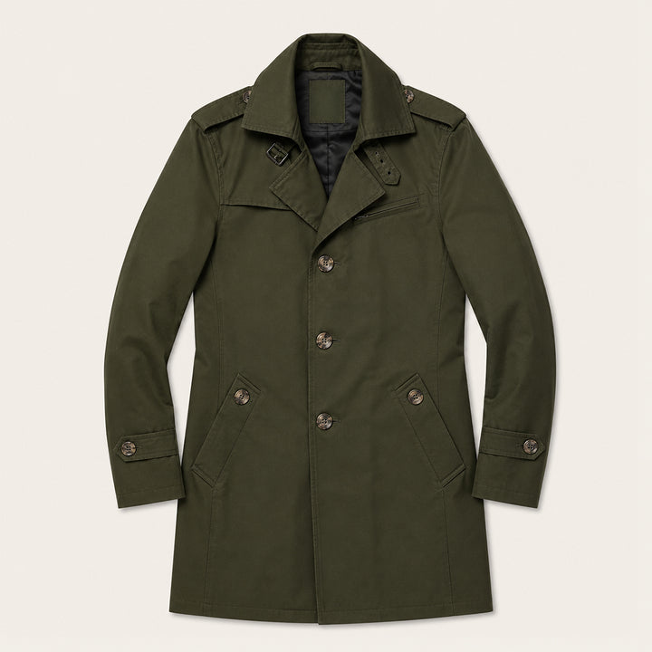 The Riomaggiore Men's Slim Notched Collar Single Breasted Trench Coat