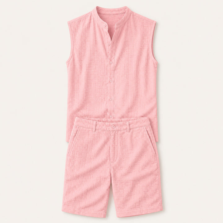 The Ironbridge Men’s Summer Sleeveless Button Up Shirt & Shorts Set