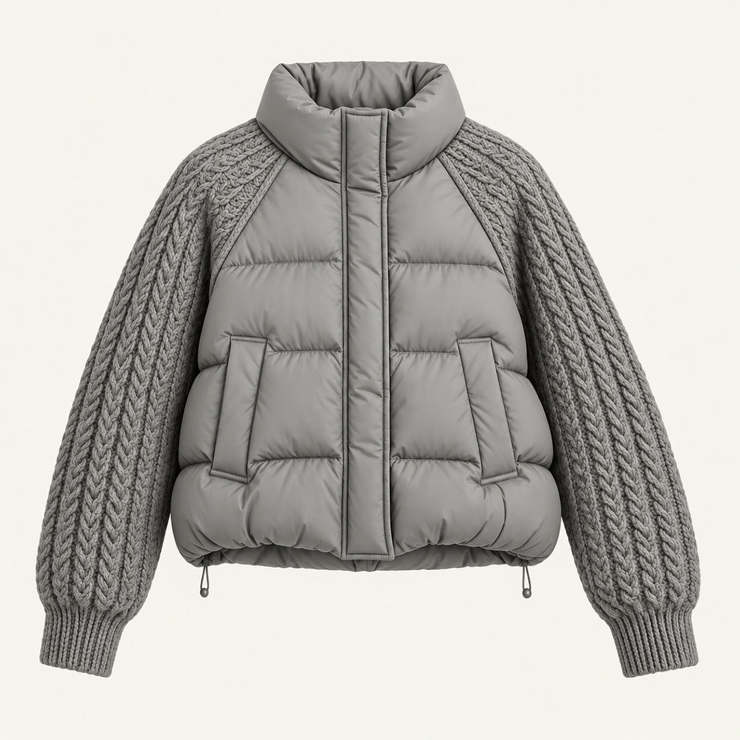 Women's Cable Knit Sleeve Puffer Jacket