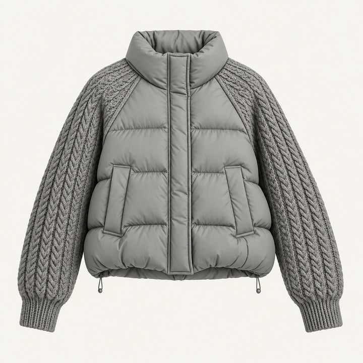 Women's Cable Knit Sleeve Puffer Jacket