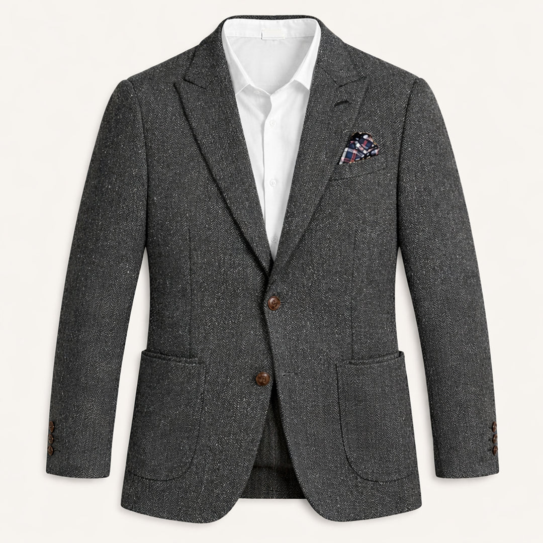 The Domaso Men’s Business Herringbone Single Breasted Tweed Blazer - Wedding Guest