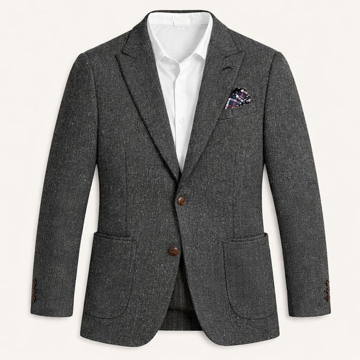 The Domaso Men’s Business Herringbone Single Breasted Tweed Blazer - Wedding Guest