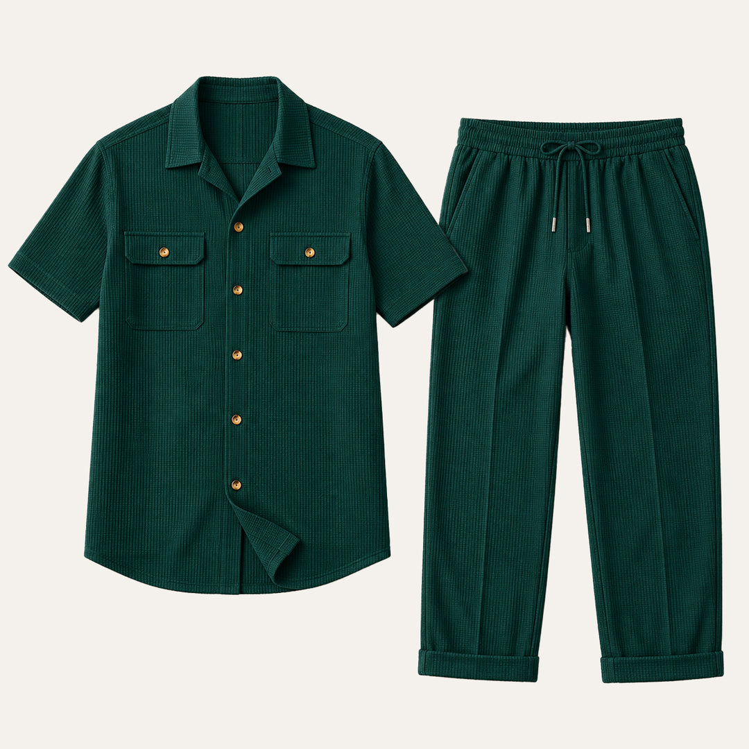 The Edgemont Men’s Casual Button Up Shirt & Pants Set
