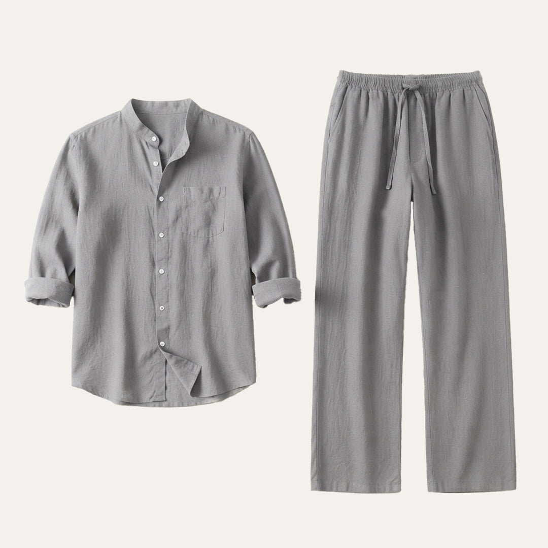 The Meadowwood Men’s Casual Linen Two Piece Set – Shirt & Pants