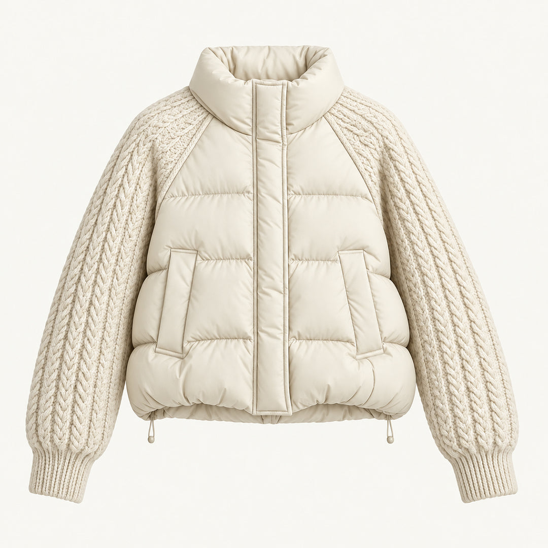 Women's Cable Knit Sleeve Puffer Jacket